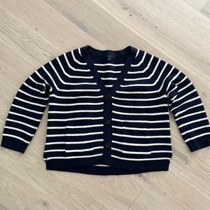 JCrew cardigan . Used . Like new condition . Stripes are white and navy.